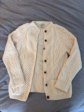 Vintage Kennedy of Ardara Classic Aran Irish Wool Cardigan Sweater - Cream